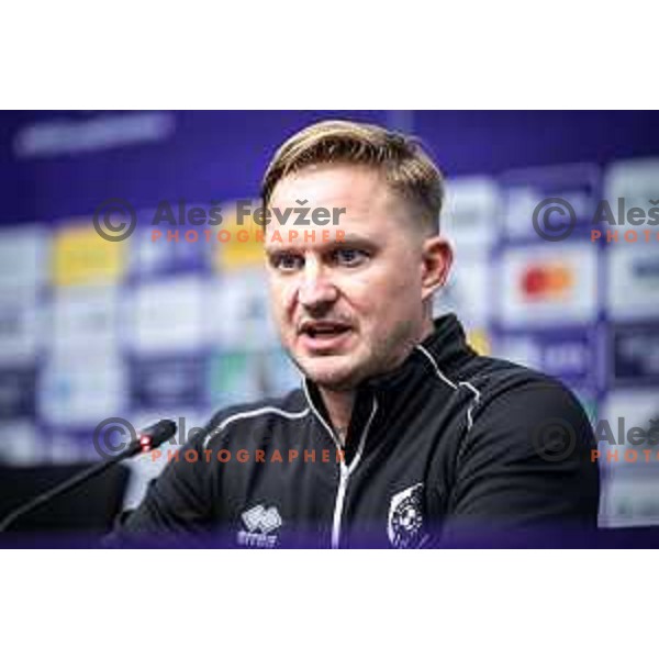 Ales Arnol, head coach of NK Bravo Big Bang at the press conference after Prva liga Telemach 2025/26 football match between NK Maribor and NK Bravo Big Bang in Ljudski vrt, Maribor, Slovenia on August 16, 2025. Photo: Jure Banfi
