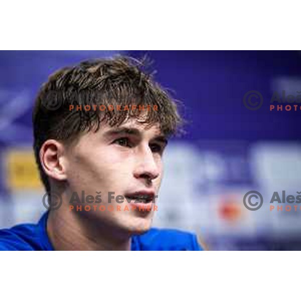 David Stojanoski at the press conference after Prva liga Telemach 2025/26 football match between NK Maribor and NK Bravo Big Bang in Ljudski vrt, Maribor, Slovenia on August 16, 2025. Photo: Jure Banfi