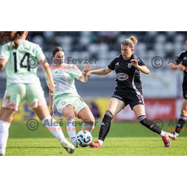 Monika Kartus vs Ziva Rakovec in action during Zenska nogometna liga Triglav 2025/26 women football match between ZNK Mura Nona and ZNK Olimpija in Fazanerija, Murska Sobota, Slovenia on August 17, 2025. Photo: Jure Banfi