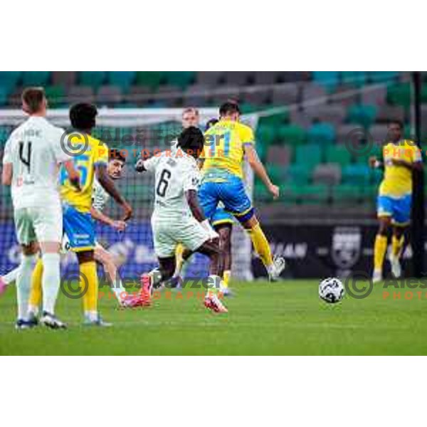 in action during Prva liga Telemach 2025/2026 football match between Olimpija and Koper in SRC Stozice, Ljubljana, Slovenia on August 17, 2025