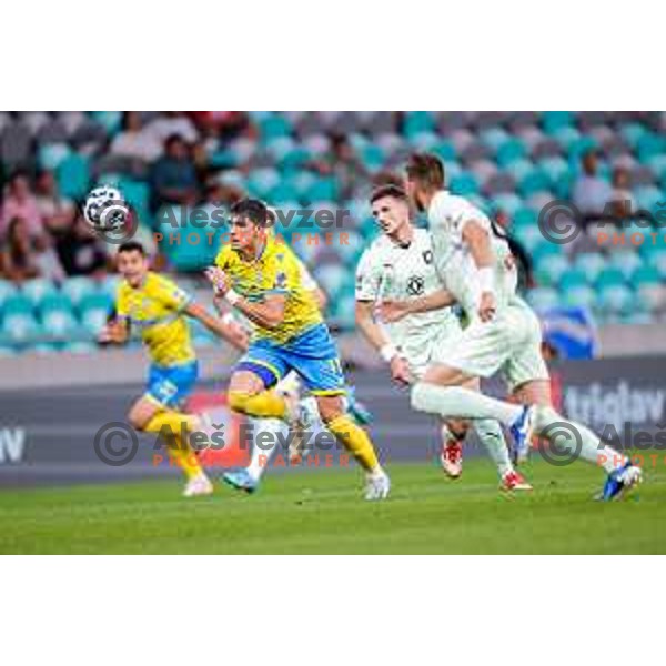 Deni Juric in action during Prva liga Telemach 2025/2026 football match between Olimpija and Koper in SRC Stozice, Ljubljana, Slovenia on August 17, 2025