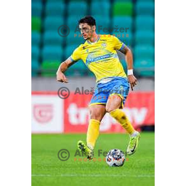 in action during Prva liga Telemach 2025/2026 football match between Olimpija and Koper in SRC Stozice, Ljubljana, Slovenia on August 17, 2025