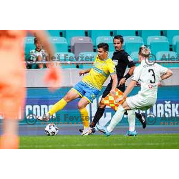 in action during Prva liga Telemach 2025/2026 football match between Olimpija and Koper in SRC Stozice, Ljubljana, Slovenia on August 17, 2025
