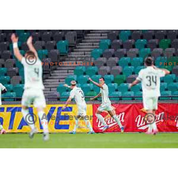 Ivan Durdov celebrates a goal during Prva liga Telemach 2025/2026 football match between Olimpija and Koper in SRC Stozice, Ljubljana, Slovenia on August 17, 2025