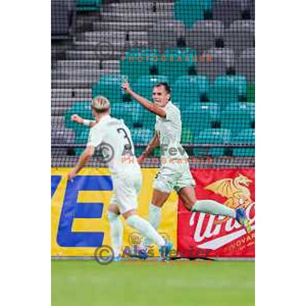 Ivan Durdov celebrates a goal during Prva liga Telemach 2025/2026 football match between Olimpija and Koper in SRC Stozice, Ljubljana, Slovenia on August 17, 2025