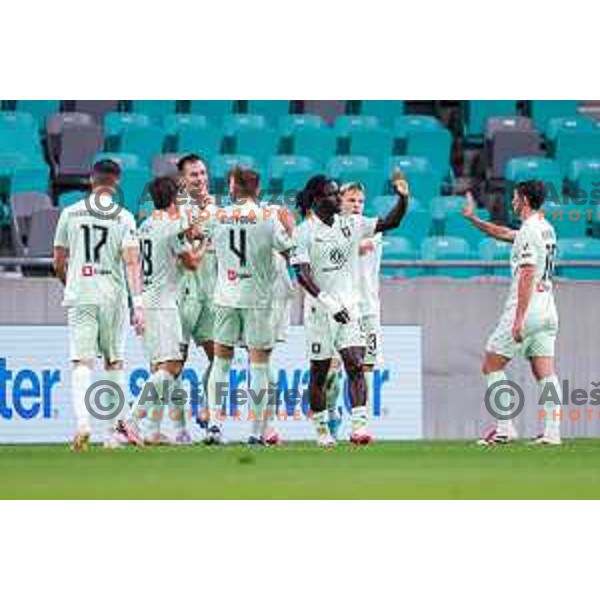 Ivan Durdov celebrates a goal during Prva liga Telemach 2025/2026 football match between Olimpija and Koper in SRC Stozice, Ljubljana, Slovenia on August 17, 2025