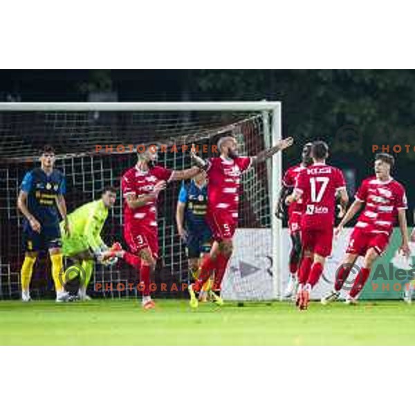 celebrate goal during Prva liga Telemach 2025/26 football match between NK Aluminij and NK Celje in Kidricevo, Slovenia on August 17, 2025. Photo: Jure Banfi
