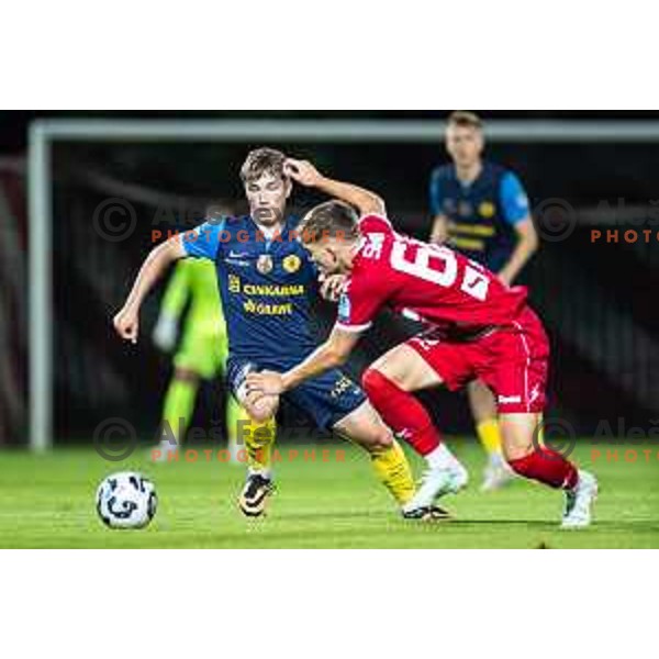 in action during Prva liga Telemach 2025/26 football match between NK Aluminij and NK Celje in Kidricevo, Slovenia on August 17, 2025. Photo: Jure Banfi