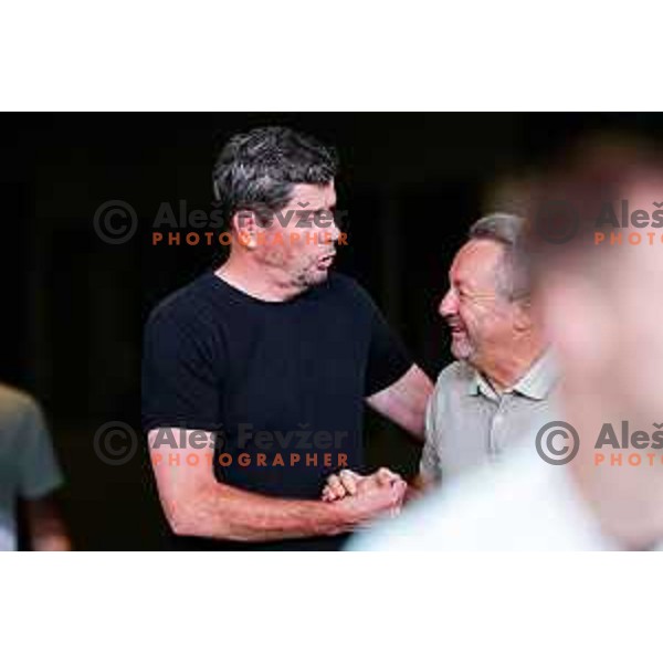 Erwin van de Looi and Slavisa Stojanovic, head coach of Koper during Prva liga Telemach 2025/2026 football match between Olimpija and Koper in SRC Stozice, Ljubljana, Slovenia on August 17, 2025
