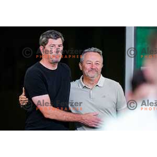 Erwin van de Looi and Slavisa Stojanovic, head coach of Koper during Prva liga Telemach 2025/2026 football match between Olimpija and Koper in SRC Stozice, Ljubljana, Slovenia on August 17, 2025