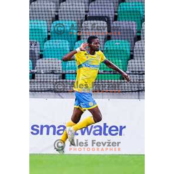 Ahmed Sidibe of Koper celebrates a goal during Prva liga Telemach 2025/2026 football match between Olimpija and Koper in SRC Stozice, Ljubljana, Slovenia on August 17, 2025