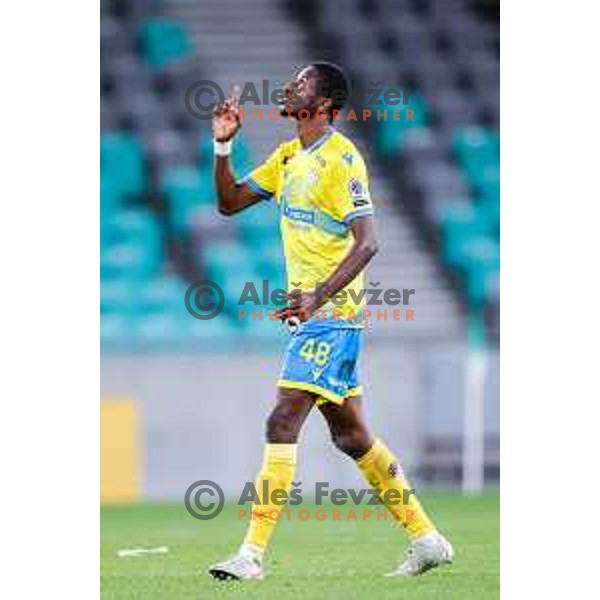 Ahmed Sidibe of Koper celebrates a goal during Prva liga Telemach 2025/2026 football match between Olimpija and Koper in SRC Stozice, Ljubljana, Slovenia on August 17, 2025
