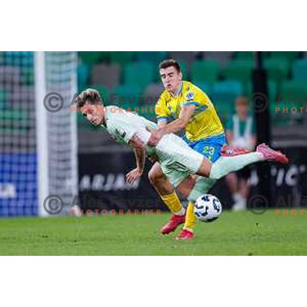 Alejandro Blanco and Sandro Jovanovnic in action during Prva liga Telemach 2025/2026 football match between Olimpija and Koper in SRC Stozice, Ljubljana, Slovenia on August 17, 2025