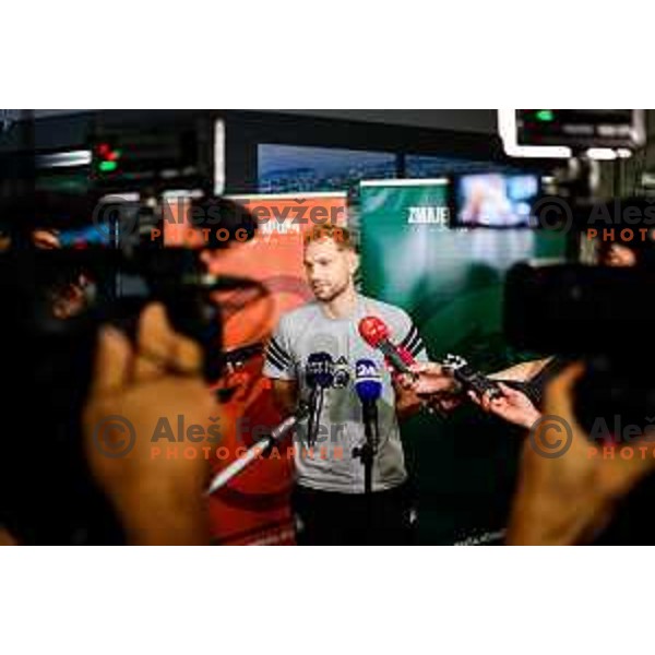 of Cedevita Olimpija during media meeting before departure to summer preparation camp in Kranjska gora at SRC Stozice, Ljubljana, Slovenia on August 18, 2025