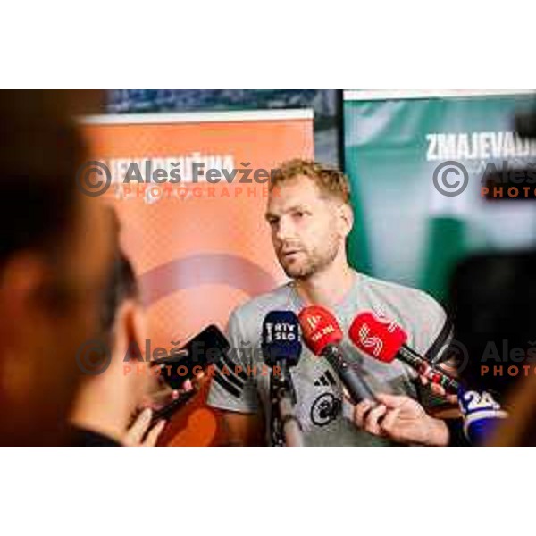 of Cedevita Olimpija during media meeting before departure to summer preparation camp in Kranjska gora at SRC Stozice, Ljubljana, Slovenia on August 18, 2025