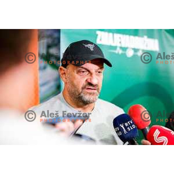 of Cedevita Olimpija during media meeting before departure to summer preparation camp in Kranjska gora at SRC Stozice, Ljubljana, Slovenia on August 18, 2025