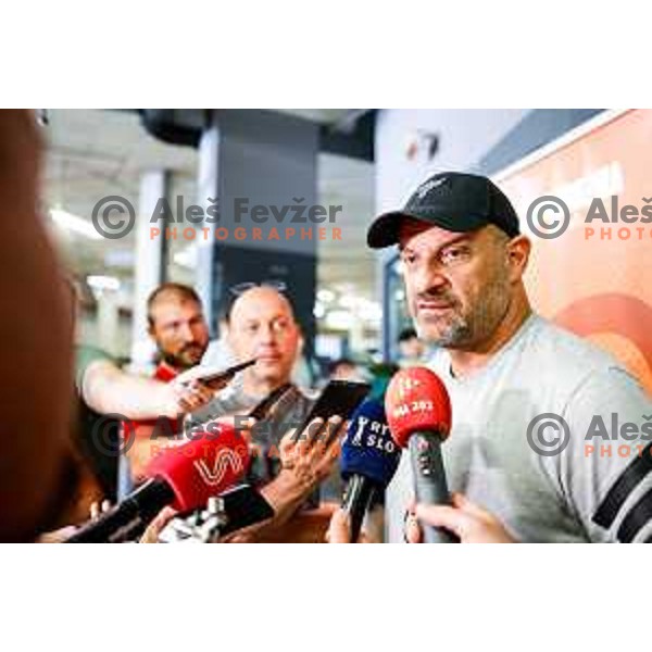 of Cedevita Olimpija during media meeting before departure to summer preparation camp in Kranjska gora at SRC Stozice, Ljubljana, Slovenia on August 18, 2025