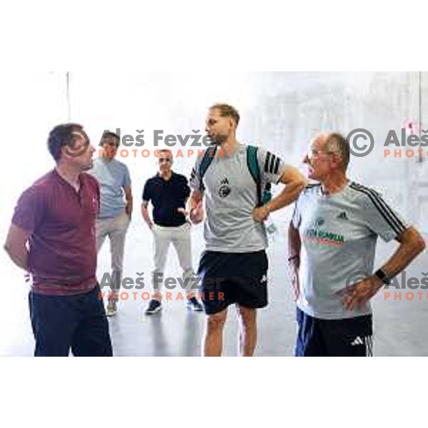 of Cedevita Olimpija during media meeting before departure to summer preparation camp in Kranjska gora at SRC Stozice, Ljubljana, Slovenia on August 18, 2025