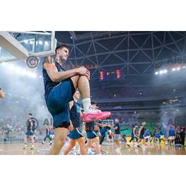 Luka Scuka in action during EuroBasket 2025 preparation game between Slovenia and Great Britain in SRC Stozice, Ljubljana, Slovenia on August 19, 2025