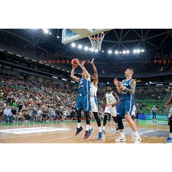 Gregor Hrovat in action during EuroBasket 2025 preparation game between Slovenia and Great Britain in SRC Stozice, Ljubljana, Slovenia on August 19, 2025