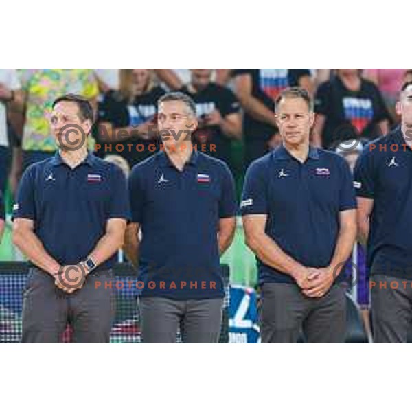 Aleksander Sekulic, head coach of Slovenia during EuroBasket 2025 preparation game between Slovenia and Great Britain in SRC Stozice, Ljubljana, Slovenia on August 19, 2025