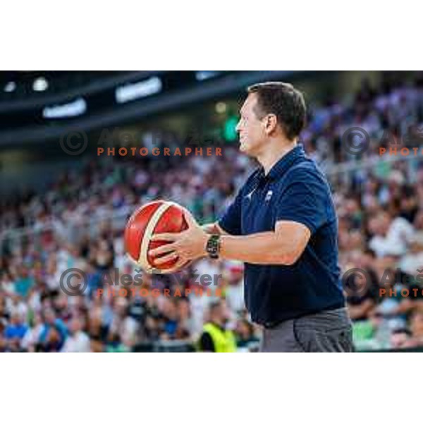 Aleksander Sekulic, head coach of Slovenia during EuroBasket 2025 preparation game between Slovenia and Great Britain in SRC Stozice, Ljubljana, Slovenia on August 19, 2025