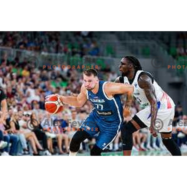 Luka Doncic in action during EuroBasket 2025 preparation game between Slovenia and Great Britain in SRC Stozice, Ljubljana, Slovenia on August 19, 2025