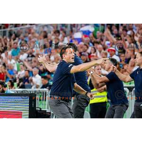 Aleksander Sekulic, head coach of Slovenia during EuroBasket 2025 preparation game between Slovenia and Great Britain in SRC Stozice, Ljubljana, Slovenia on August 19, 2025