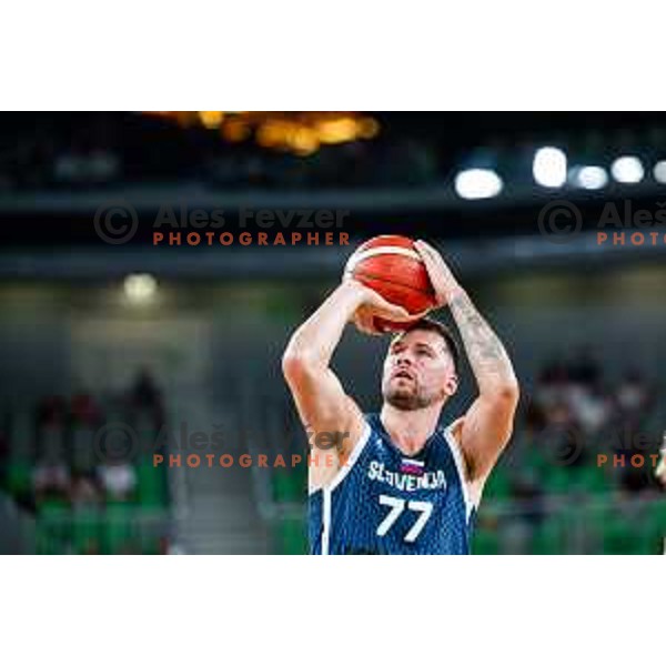Luka Doncic in action during EuroBasket 2025 preparation game between Slovenia and Great Britain in SRC Stozice, Ljubljana, Slovenia on August 19, 2025