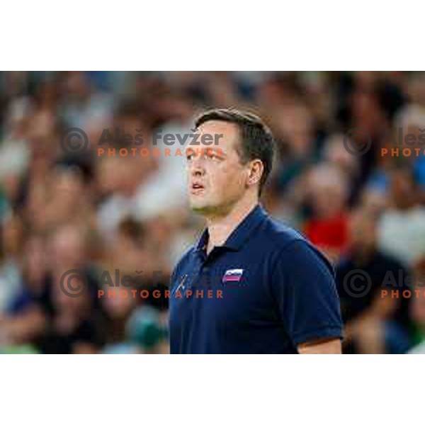 Aleksander Sekulic, head coach of Slovenia during EuroBasket 2025 preparation game between Slovenia and Great Britain in SRC Stozice, Ljubljana, Slovenia on August 19, 2025