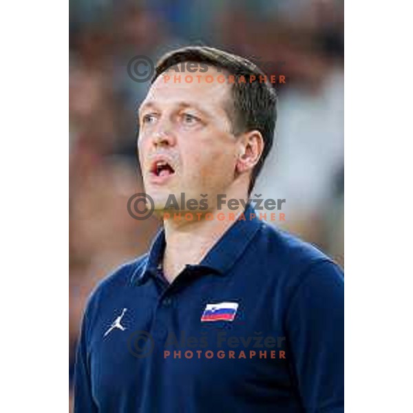 Aleksander Sekulic, head coach of Slovenia during EuroBasket 2025 preparation game between Slovenia and Great Britain in SRC Stozice, Ljubljana, Slovenia on August 19, 2025
