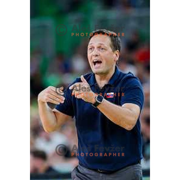 Aleksander Sekulic, head coach of Slovenia during EuroBasket 2025 preparation game between Slovenia and Great Britain in SRC Stozice, Ljubljana, Slovenia on August 19, 2025