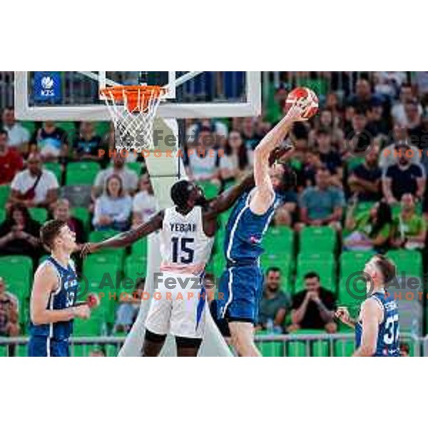 Robert Jurkovic of Slovenia in action during EuroBasket 2025 preparation game between Slovenia and Great Britain in SRC Stozice, Ljubljana, Slovenia on August 19, 2025