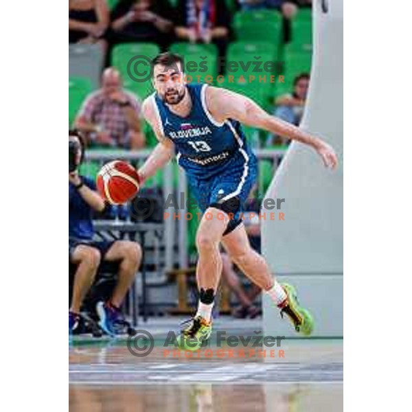 Robert Jurkovic of Slovenia in action during EuroBasket 2025 preparation game between Slovenia and Great Britain in SRC Stozice, Ljubljana, Slovenia on August 19, 2025