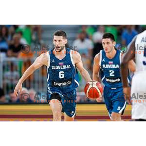 Aleksej Nikolic in action during EuroBasket 2025 preparation game between Slovenia and Great Britain in SRC Stozice, Ljubljana, Slovenia on August 19, 2025