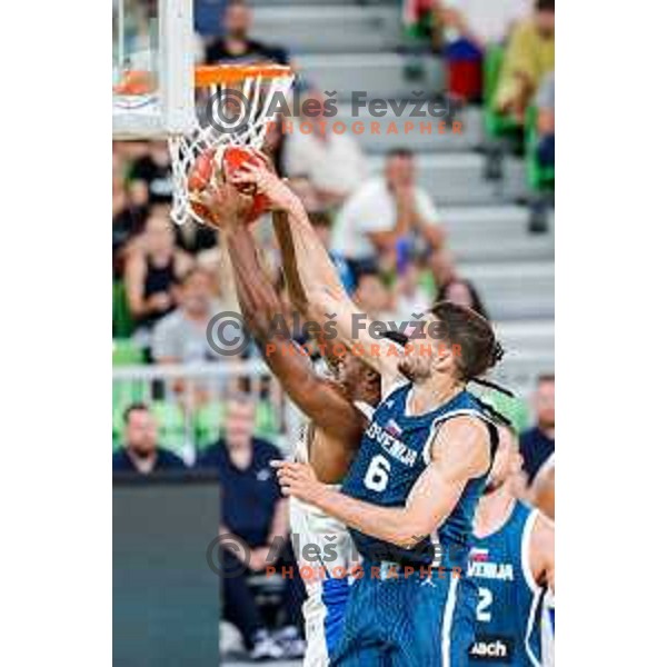 Aleksej Nikolic in action during EuroBasket 2025 preparation game between Slovenia and Great Britain in SRC Stozice, Ljubljana, Slovenia on August 19, 2025