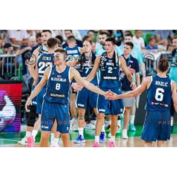 Edo Muric of Slovenia in action during EuroBasket 2025 preparation game between Slovenia and Great Britain in SRC Stozice, Ljubljana, Slovenia on August 19, 2025