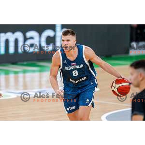 Edo Muric of Slovenia in action during EuroBasket 2025 preparation game between Slovenia and Great Britain in SRC Stozice, Ljubljana, Slovenia on August 19, 2025