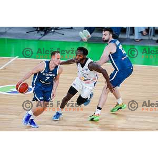 Klemen Prepelic in action during EuroBasket 2025 preparation game between Slovenia and Great Britain in SRC Stozice, Ljubljana, Slovenia on August 19, 2025