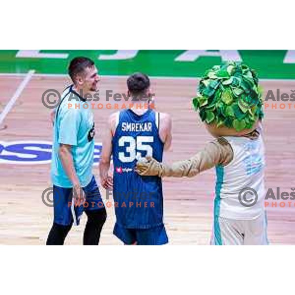 Gregor Hrovat in action during EuroBasket 2025 preparation game between Slovenia and Great Britain in SRC Stozice, Ljubljana, Slovenia on August 19, 2025