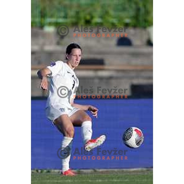 Sara Agrez in action during UEFA Nations League Women’s football match between Slovenia and Greece in Ljubljana, Slovenia on May 30, 2025