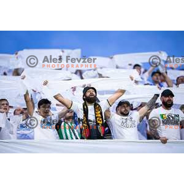 FC Banik Ostrava supporters during UEFA Conference League 2025/26 play-off football match between NK Celje (SLO) and FC Banik Ostrava (CZE) in Stadion z’dezele, Celje, Slovenia on August 21, 2025. Photo: Jure Banfi