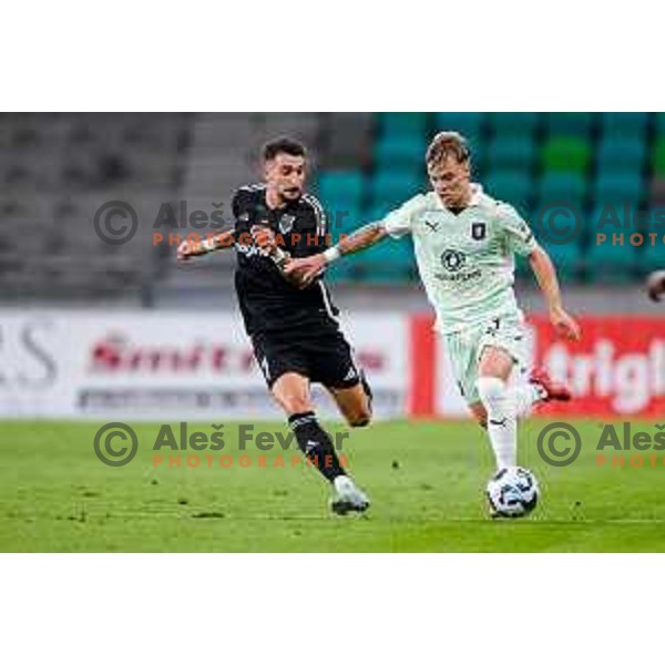 Jost Urbancic in action during UEFA Conference League 2025/2026 play-off football match between NK Olimpija Ljubljana and Noah in SRC Stozice, Ljubljana, Slovenia on August 21, 2025