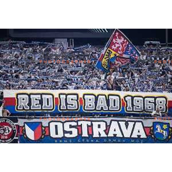 Fans of FC Banik Ostrava during UEFA Conference League 2025/26 play-off football match between NK Celje (SLO) and FC Banik Ostrava (CZE) in Stadion z’dezele, Celje, Slovenia on August 21, 2025. Photo: Jure Banfi