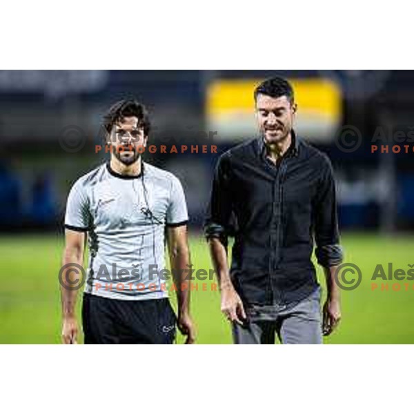 Lorenzo Dolcetti, assistant head coach and Albert Riera, head coach of NK Celje (SLO) during UEFA Conference League 2025/26 play-off football match between NK Celje (SLO) and FC Banik Ostrava (CZE) in Stadion z’dezele, Celje, Slovenia on August 21, 2025. Photo: Jure Banfi