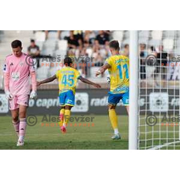Deni Juric in action during Prva liga Telemach 2025/2026 football match between Koper and Mura at Bonifika Stadium in Koper, Slovenia on August 23, 2025 