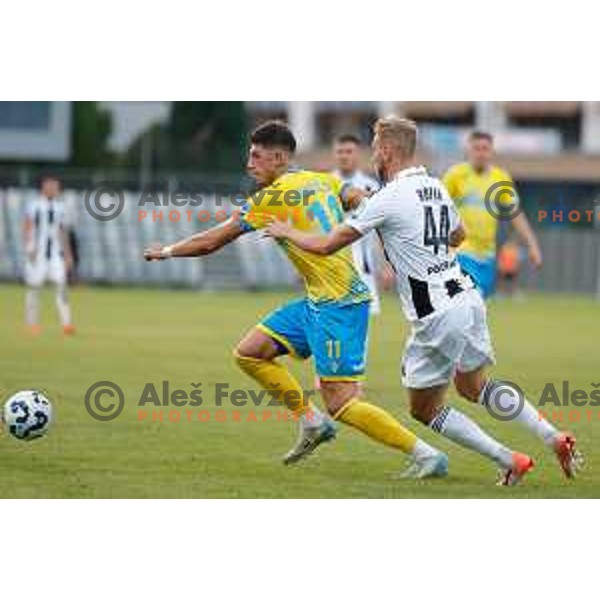 Deni Juric in action during Prva liga Telemach 2025/2026 football match between Koper and Mura at Bonifika Stadium in Koper, Slovenia on August 23, 2025 