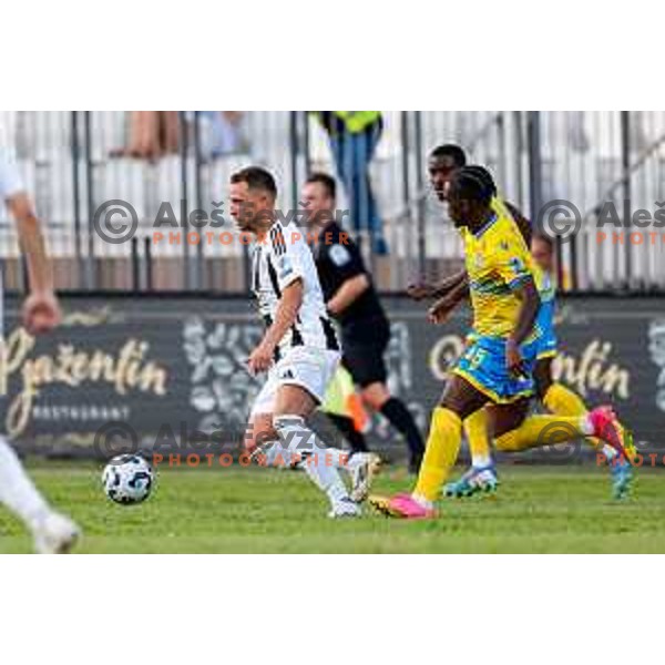 in action during Prva liga Telemach 2025/2026 football match between Koper and Mura at Bonifika Stadium in Koper, Slovenia on August 23, 2025 