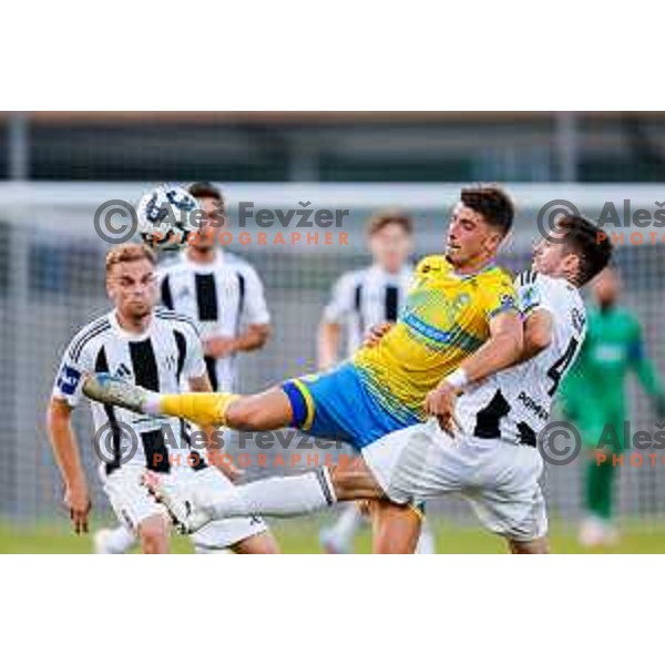 Deni Juric in action during Prva liga Telemach 2025/2026 football match between Koper and Mura at Bonifika Stadium in Koper, Slovenia on August 23, 2025 