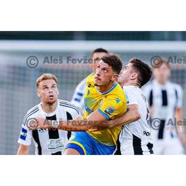 Deni Juric in action during Prva liga Telemach 2025/2026 football match between Koper and Mura at Bonifika Stadium in Koper, Slovenia on August 23, 2025 